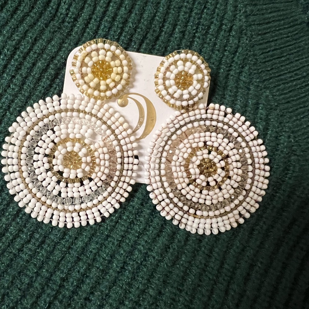 White Circle earrings. Charming Charlie
